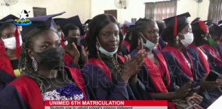 UNIMED 6th Matriculation: Students vow to uphold schools mission statement