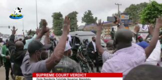 Ondo residents troop to felicitate Akeredolu on Supreme Court victory