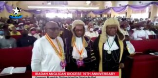 Ibadan Anglican dioceses honours Governor Akeredolu at 70th anniversary