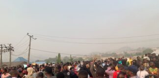 Happening now…..Ajasin versity students protest prolonged ASUU Strike