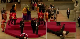 News flash:Royal Guard Collapses beside Queen’s coffin in Westminster Hall