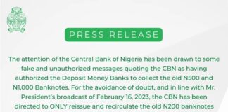 CBN denies authorising Deposit Money Banks to collect old N500 and N1,000 Banknotes