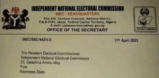 INEC suspends Adamawa REC