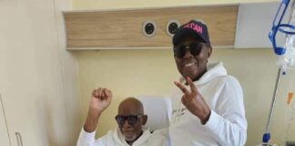 Governor Akeredolu’s wife shares his picture on social media, confirms husband’s recovery