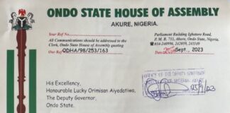 Ondo Assembly serves Deputy Governor notice of allegations against him