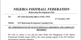 NFF Refereeing Development Committee/Unit suspends 14 NPFL referees