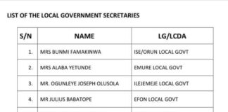 OYEBANJI NAMES LOCAL GOVERNMENT SECRETARIES