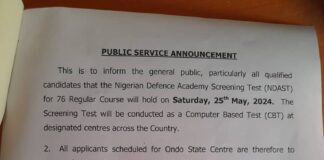 NDA holds screening test for 76 Regular Course