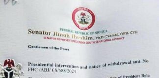 Breaking News: Sen. Jimoh Ibrahim withdraws case against Gov. Aiyedatiwa over APC guber primary