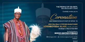 Coronation of Olosi of Osi Ekiti holds August 31